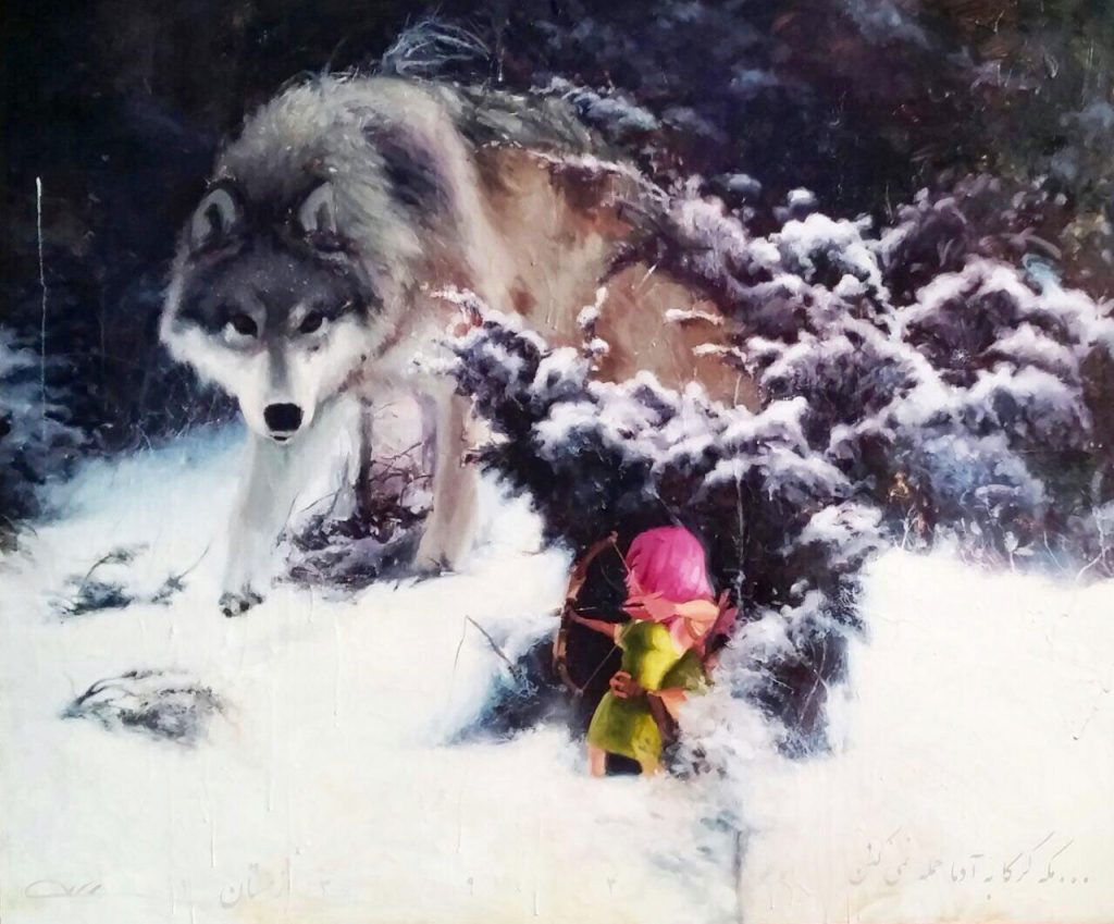 Don't wolves attack people! - Oil on canvas-170x140cm