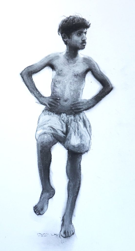 Untitled - charcoal and pastel on paper-28x18cm