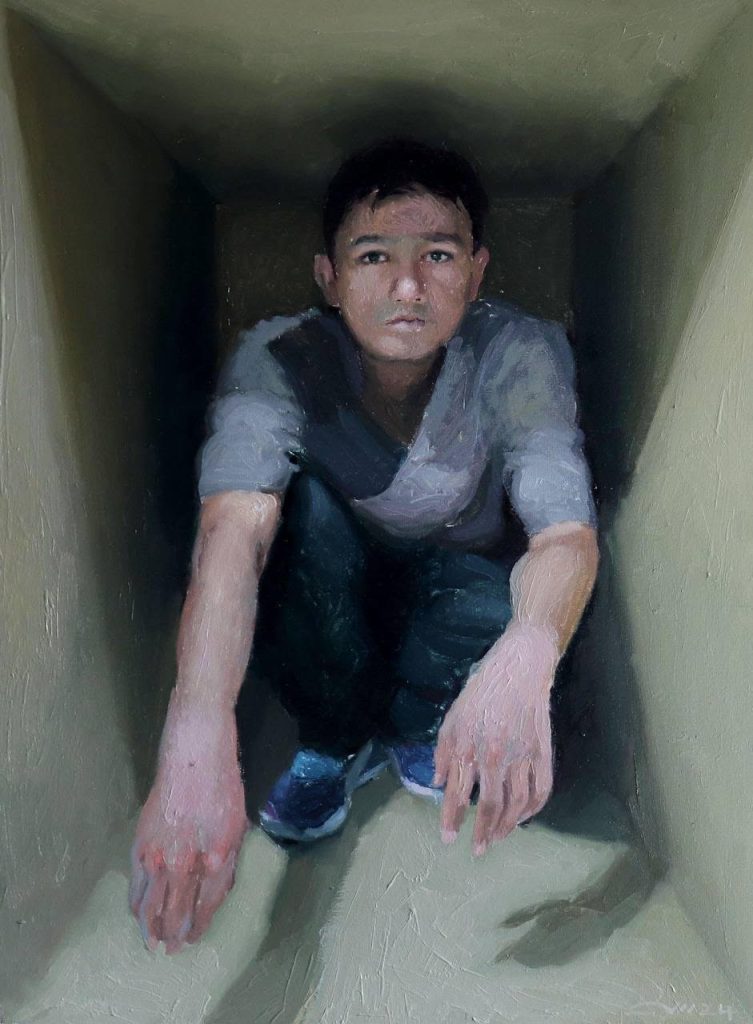 Untitled , 44x29cm , oil on fabric